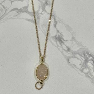 Gold and Glitter Stone Pendant Necklace